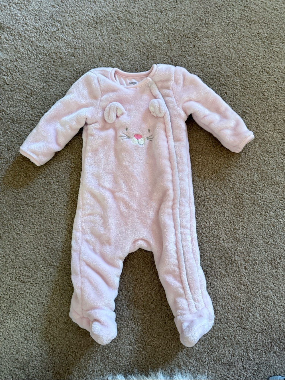 Absorba Pink Bunny Fleece Footed One-Piece